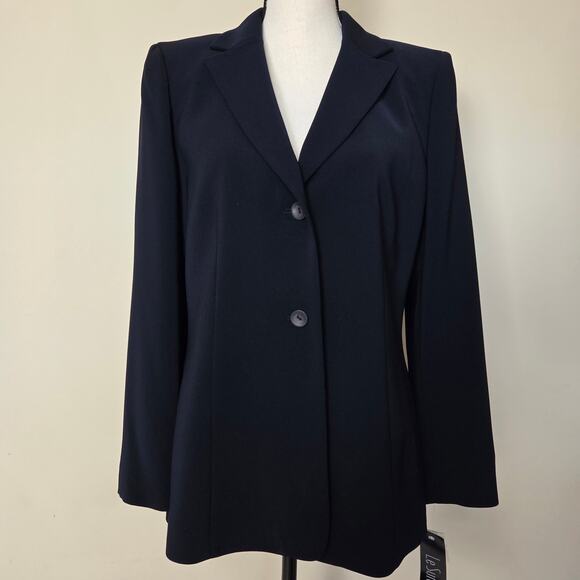 NWT LeSuit 2 Pc 10 Pleated Pants 2 Button Single Breasted Jacket Lined Dark Navy - Picture 2 of 16
